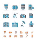 Photography equipment icons - vector icon set