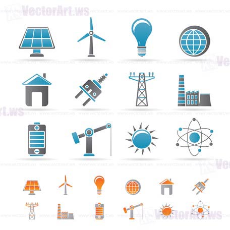 power, energy and electricity icons - vector icon set