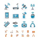 Wireless and communication technology icons - vector icon set