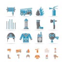 fire-brigade and fireman equipment icon - vector icon set