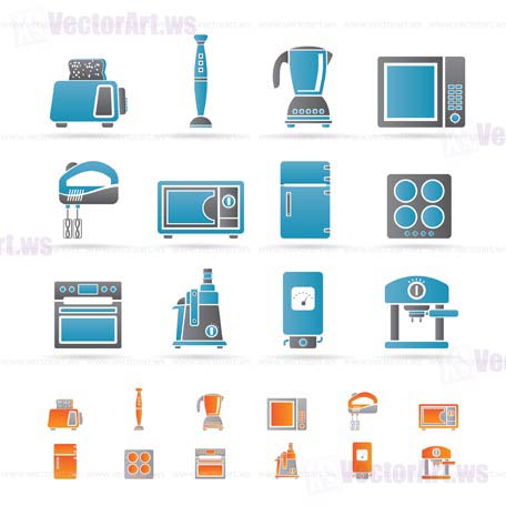 Kitchen and home equipment icons - vector icon set