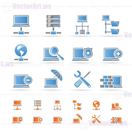 Network, Server and Hosting icons - vector icon set