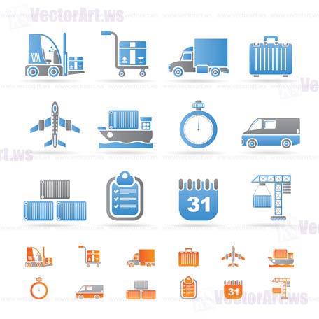 logistics, shipping and transportation icons - vector icon set