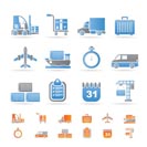 logistics, shipping and transportation icons - vector icon set