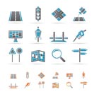 Road, navigation and travel icons - vector icon set