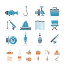 Fishing and holiday icons - vector icon set