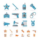 law, order, police and crime icons - vector icon set