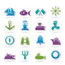 Marine, sea and nautical icons - vector icon set