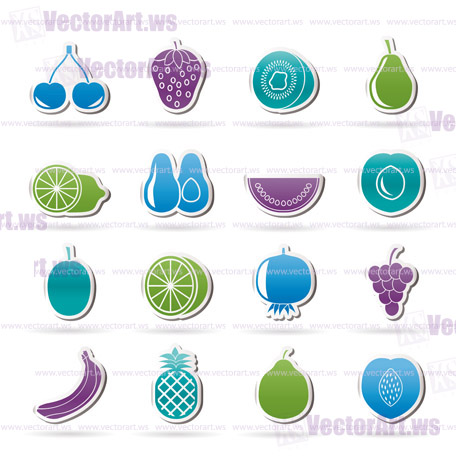 Different kind of fruit and  icons - vector icon set