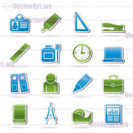 Business and office objects icons - vector icon set