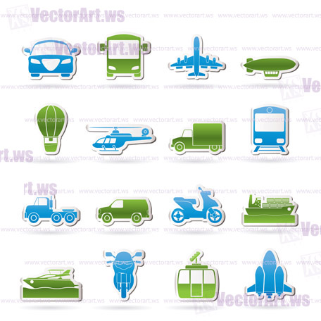 Transportation and travel icons - vector icon set