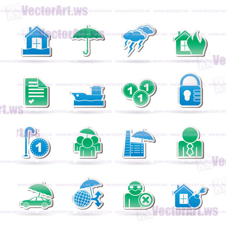 Insurance and risk icons - vector icon set