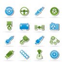 Different kind of car parts icons - vector icon set