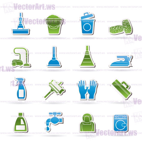 Cleaning and hygiene icons - vector icon set