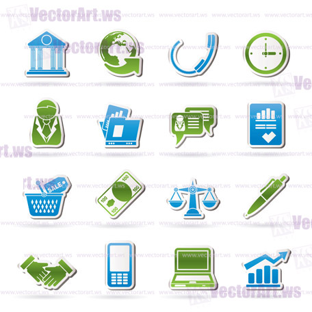 Business and office objects icons - vector icon set