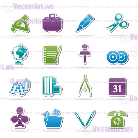 Business and office objects icons - vector icon set