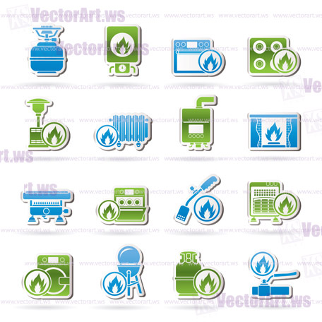 Household Gas Appliances icons - vector icon set