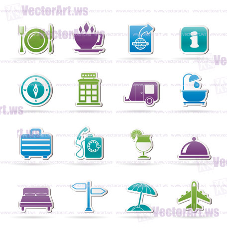 Traveling and vacation icons - vector icon set