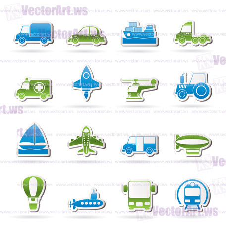 Different kind of transportation icons - vector icon set