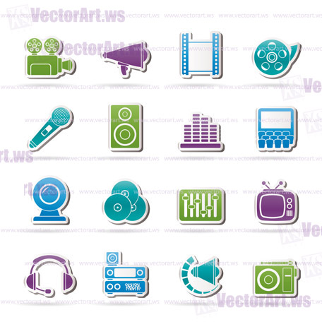 Audio and video icons - vector icon set