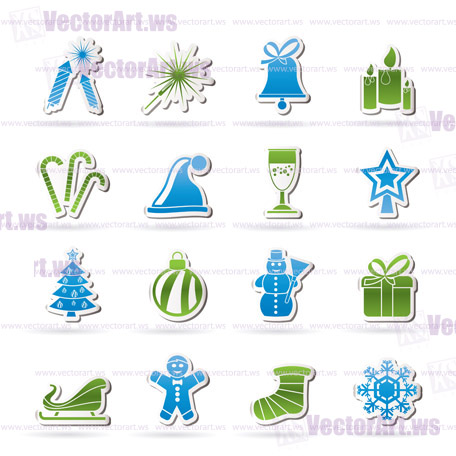 Christmas and new year icons - vector icon set