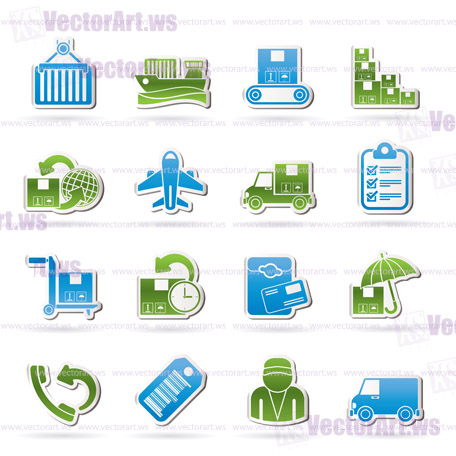 Cargo, shipping and delivery icons - vector icon set