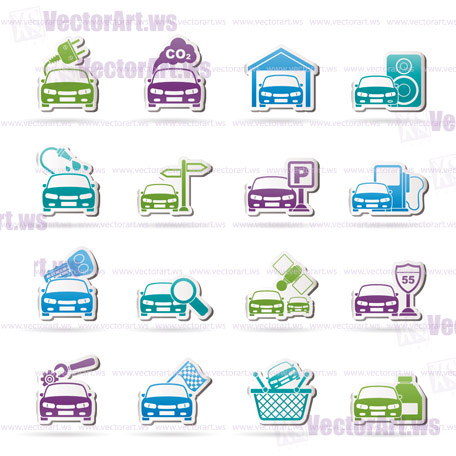 Car and road services icons - vector icon set