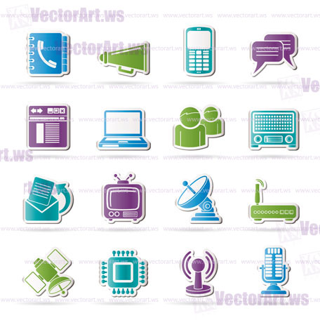 Communication, connection  and technology icons - vector icon set