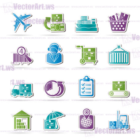 Cargo, logistic and shipping icons - vector icon set