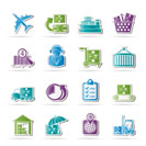 Cargo, logistic and shipping icons - vector icon set