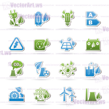 Green energy and environment icons - vector icon set