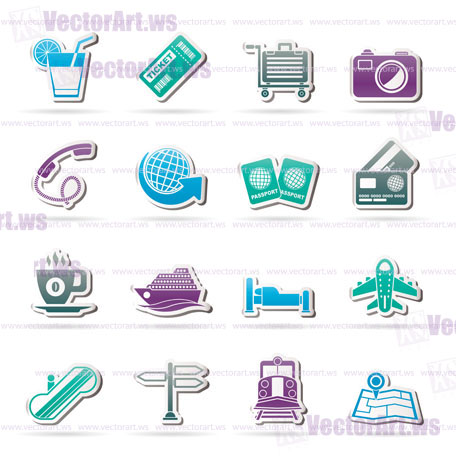 Travel and vacation icons - vector icon set