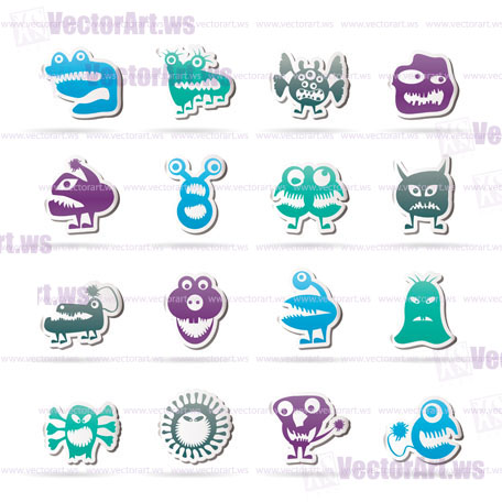 various abstract monsters illustration - vector icon set