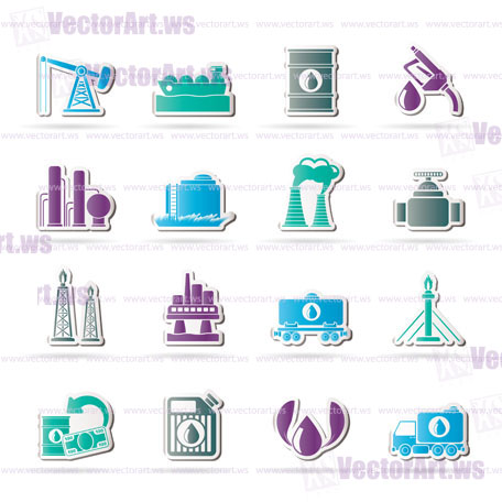 Petrol and oil industry icons - vector icon set