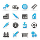 Detailed car parts icons - vector icon set