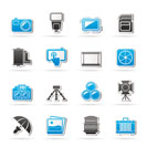 Photography equipment icons - vector icon set