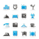 Hotel, motel and travel icons - vector icon set