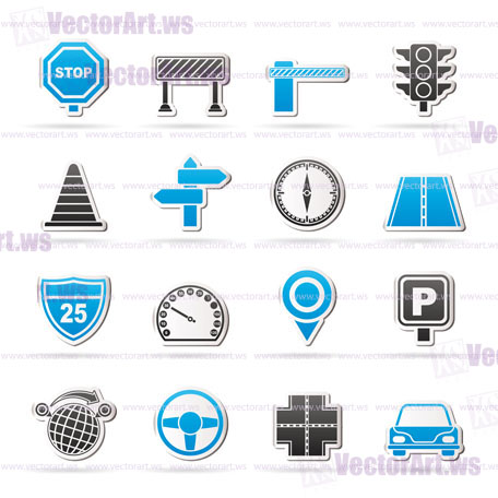 Road and Traffic Icons - vector icon set