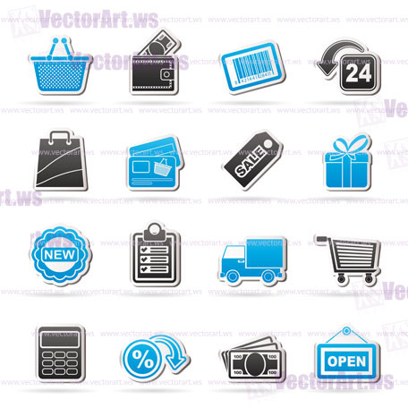 shopping and retail icons - vector icon set