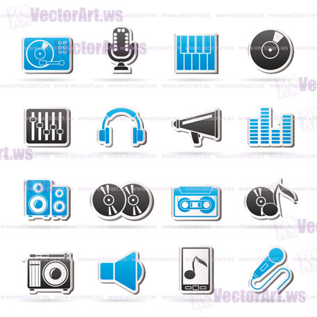 Music and audio equipment icons - vector icon set