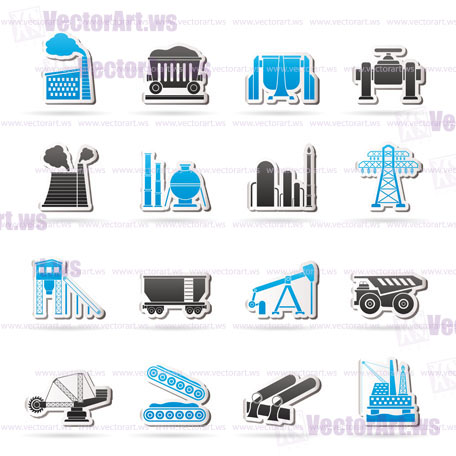 Heavy industry icons - vector icon set