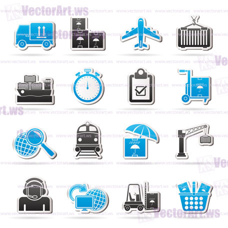 Cargo, shipping and logistic icons - vector icon set