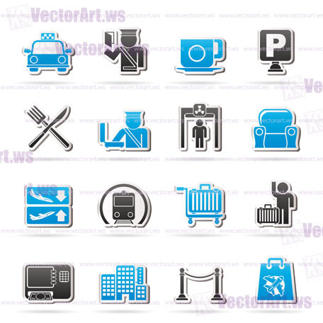 Airport, travel and transportation icons -  vector icon set 1