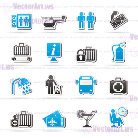 Airport, travel and transportation icons -  vector icon set 2