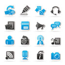 Blogging, communication and social network icons - vector icon set