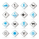 Warning Signs for dangers in sea, ocean, beach and rivers - vector icon set 2