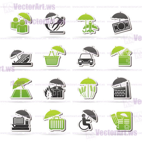 insurance, risk and business icons - vector icon set