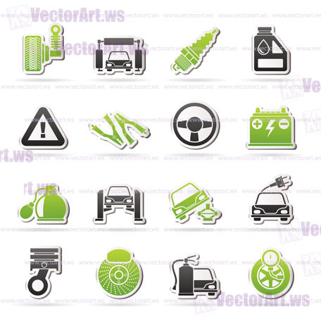 Car and road services icons - vector icon set