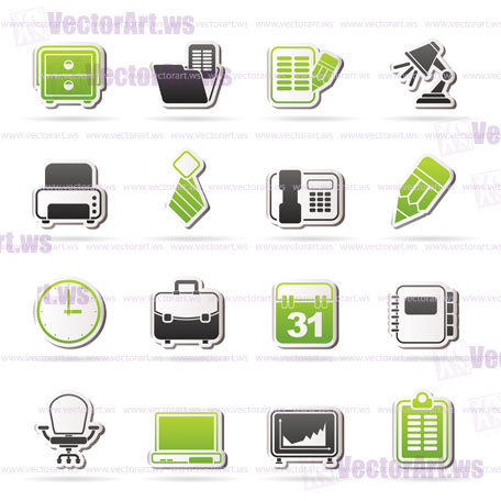 Business and office equipment icons - vector icon set