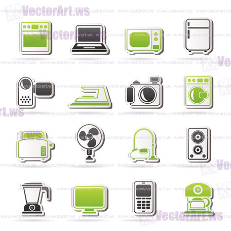 household appliances and electronics icons - vector, icon set